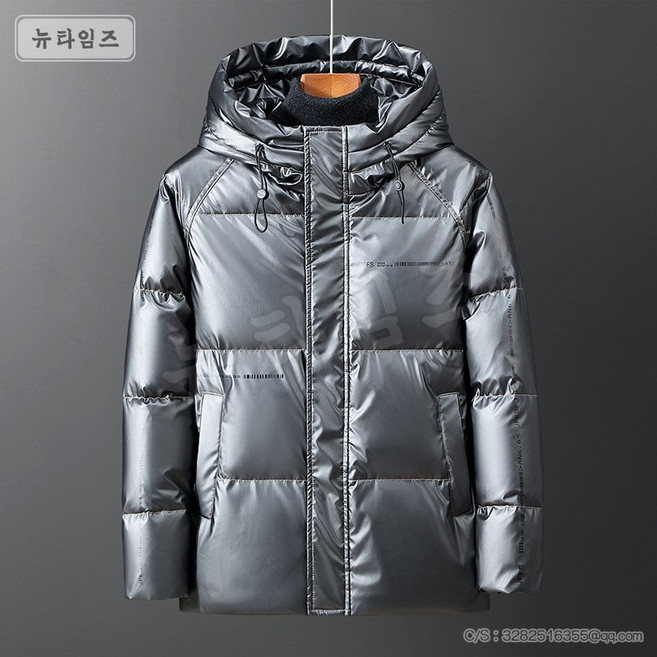 패딩남성청년화이트오리털코트숏후드 0N896