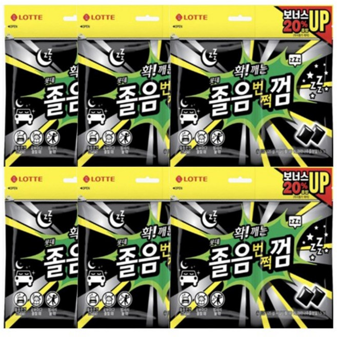 롯데웰푸드 졸음번쩍껌 오리지널, 105g, 6개