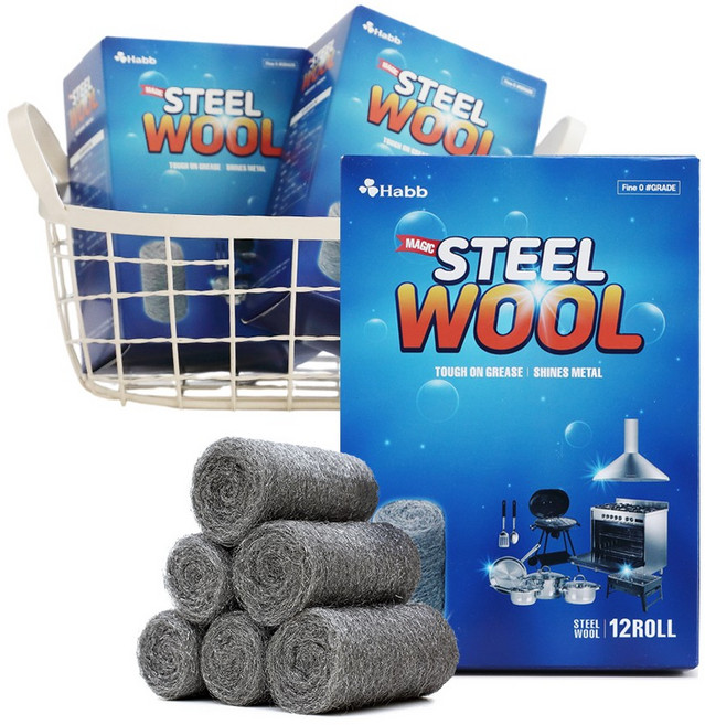 하비비 철수세미 스틸 수세미 냄비 기름때 대용량 36개, grey, 12개입, 3박스