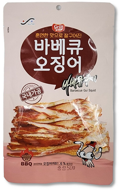 진주식품 바베큐 오징어 50g 촉촉오징어 오징어귀채 주전부리 마른안주, 1개