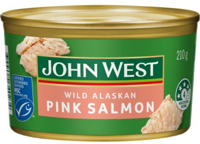 John West 존웨스트 와일드 알래스카 핑크 살먼 연어 통조림 연어캔, 210g, 10개