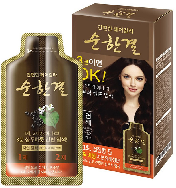 대양라이프 순한결 새치 흰머리 염색약 3분염색 체험분동봉 샴푸형 NO-암모니아, 42개, 자연갈색