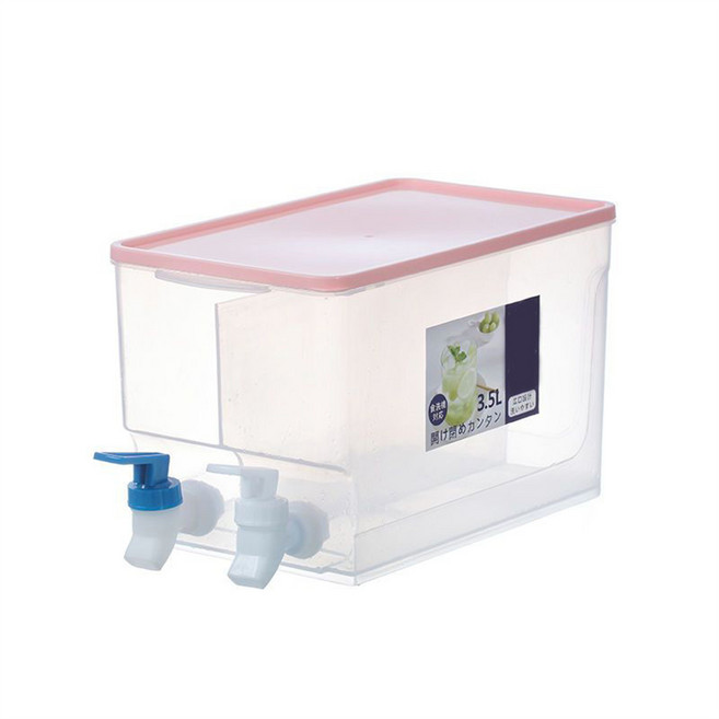 냉장고 식품급 PP 수도꼭지물통 가정용 대용량 주스디스팬서 네모 물병, 3.5L, 핑크, 1개, 핑크