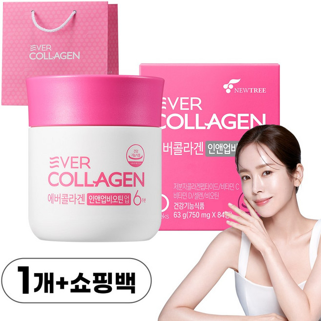 [쇼핑백증정] 에버콜라겐 인앤업비오틴업 GPH 콜라겐 저분자콜라겐펩타이드 히알루론산 엘라스틴 함유, 1개, 84정