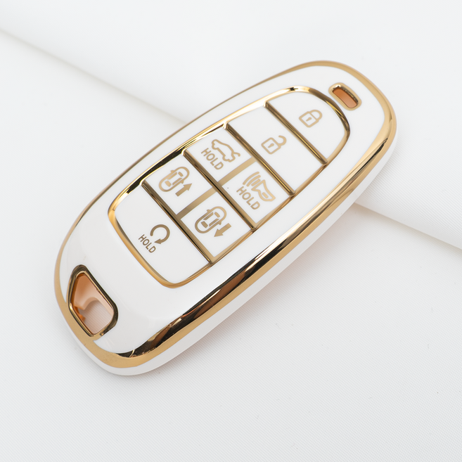 현대 호환 스마트 차 키케이스 키홀더 TPU 키커버 리모컨, 화이트골드, TA34-7버튼