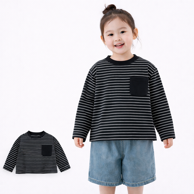 남아 여아 봄가을 긴팔 아동티셔츠 스타일 데일리룩 키즈티 편한 베이직