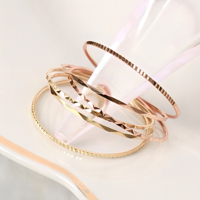 오로프 전체 14K 금 컷팅 실반지