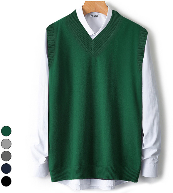 텐클로 빅사이즈(85-130까지) 남여공용 브이넥 니트 조끼 스웨트 베스트 TC-410