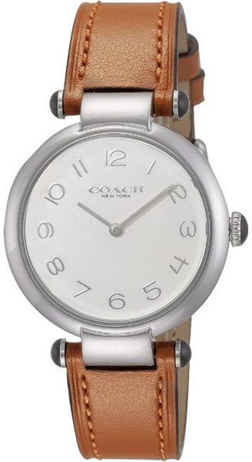 Coach 코치 손목시계 CARY 켈리 실버 문자판 스테인레스 스틸 유리 Quartz 일상생활 방수 35MM Watch 14504000 여성 브라운 고급 비즈니스 데일리
