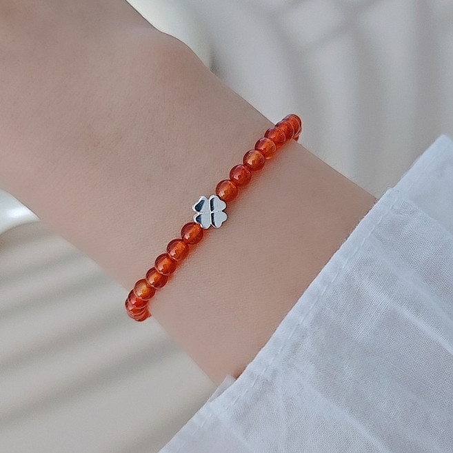 이스테리 실버925 행운 클로버 천연 원석 은팔찌 합격 기원 소원 남녀공용