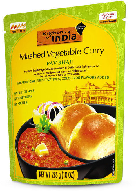 인도 키친 레디 투 잇 요리 으깬 채소 카레 (파브 바지) Kitchens Of India Ready To Eat Pav Bhaji Mashed Vegtable Curry 1, 1개, 285g
