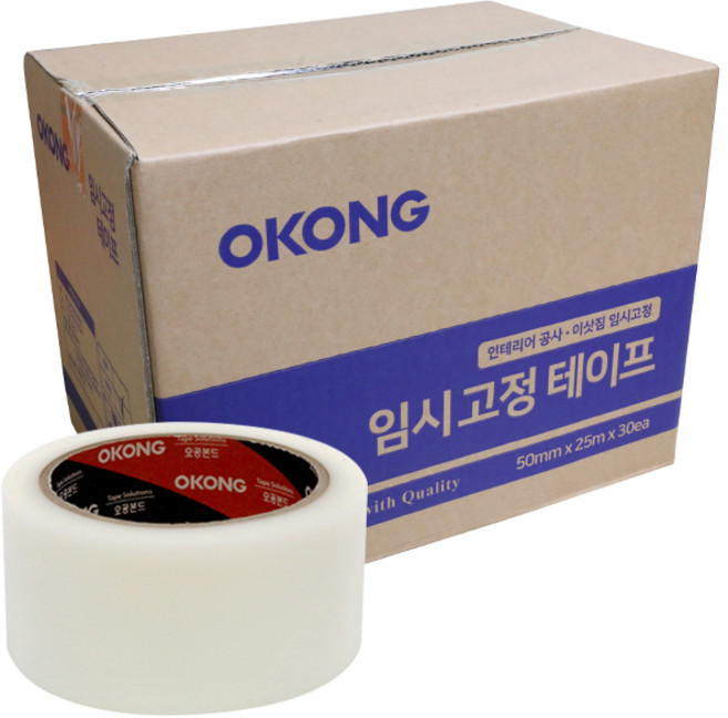 오공 고점착 임시고정 보양 테이프 50mm X 25m 녹색 30개입, 보양 테이프 50mm X 25m 흰색 30개, 1개