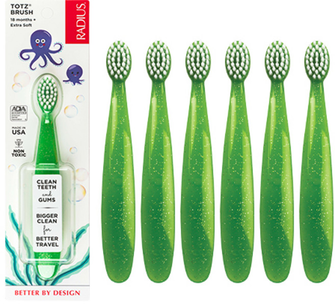 래디어스 토츠 유아용 칫솔, 그린, 1개입, 6개