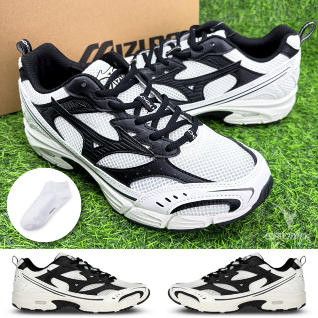 (매장정품) 미즈노 런닝화 운동화 화이트 블랙 남성 여성 러닝화 신발 스포닉스 양말 세트
