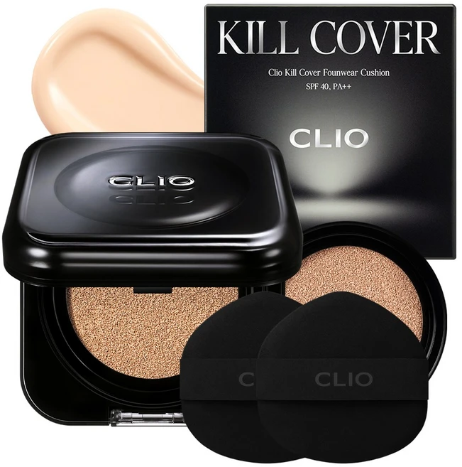 클리오 킬커버 파운웨어 쿠션 기획세트 [본품+리필]+퍼프 2매, 1개, 21N 리넨 - 쿠팡