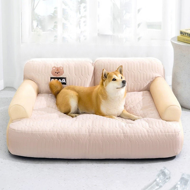 HAM 강아지 여름 쿨링 구름소파 고양이 매트 강아지 방석, 카키, 1개