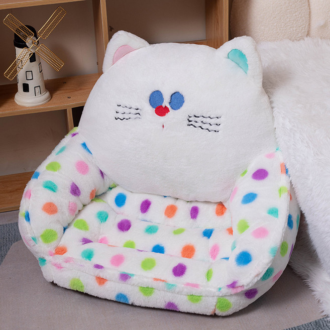 만화 반원형 좌석 쿠션 등받이 일체형 의자 쿠션 사무실 장시간 앉아 있는 허리 보호 기계 게으른 사람, 60cm, 물방울 고양이