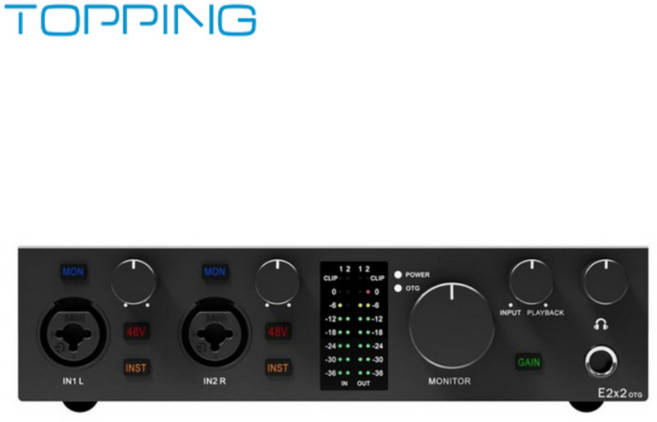 뉴사운드 [Topping] 공식수입정품 토핑 USB 오디오 인터페이스, E2X2 OTG BLACK, 1개