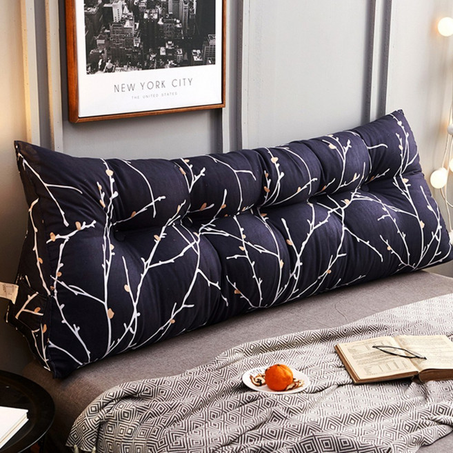 SKANDSALO 북유럽감성 긴 베개 대형 집순이 삼각 등받이 쿠션 롱쿠션, 진청 워싱 면 - 별이 총총한 하늘