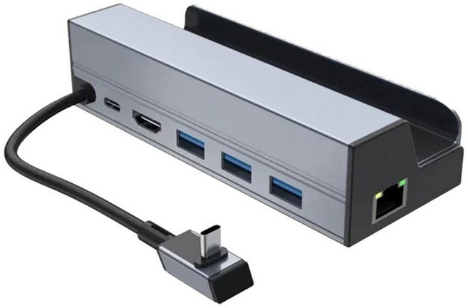 Steam Deck(OLED)/ROG Ally/Legion Go용 6 in 1 USB C 허브 1000M 4K@60Hz 도킹 스테이션, [01] 옵션1, 회색