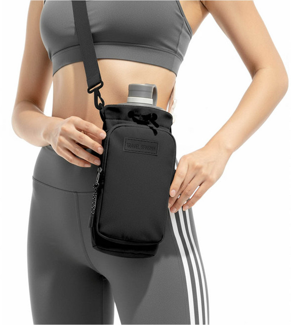 깔끔더하기 물병가방 텀블러 보틀백 파우치, 1개, 블랙