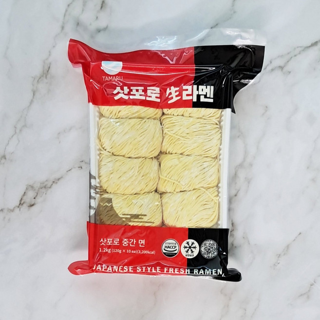 타마루 삿포로 생라멘 1.2kg / 10인분 / 일본생라멘 / 일본식생라면 / 미소라멘 / 쇼유라멘 /업소용생라면 / 대용량 / 면사리 / 라멘전문점용