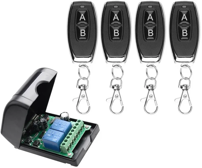 DC 12V-48V 433Mhz RF 무선 원격 제어 스위치 릴레이 2CH 다기능 수신기 모듈 차고 커튼 모터 조명 제어, 01 RK02E J027AB-4 Black