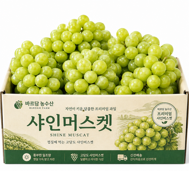 [타임특가] 50박스만 당도선별 초고당도 샤인머스캣, 1박스, 2kg