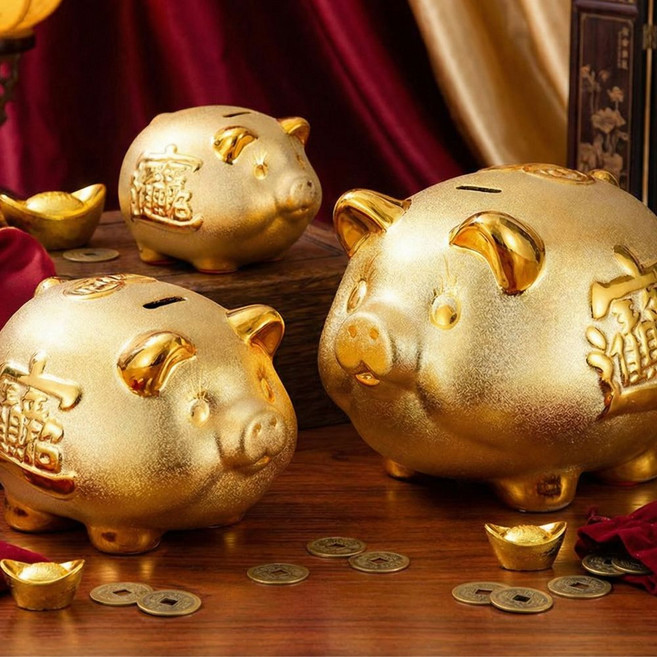 보픈 황금 돼지저금통 용돈모으기 개업선물 프리미엄, 골드