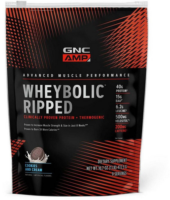 지엔씨 웨이볼릭 립드 프로틴 단백질 파우더 쿠키앤크림맛 GNC AMP Wheybolic Ripped, 1개