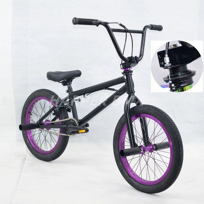 청소년 자전거 18인치 묘기자전거 로드자전거, 퍼플 블랙 유니버설 핸들 포함, 1개, 1cm