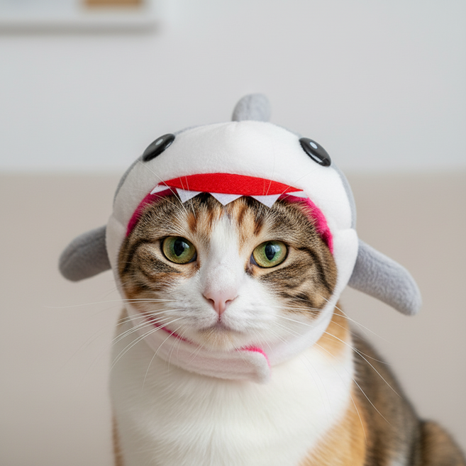 하니펫 강아지 고양이 코스튬 동물 모자, 상어, 1개