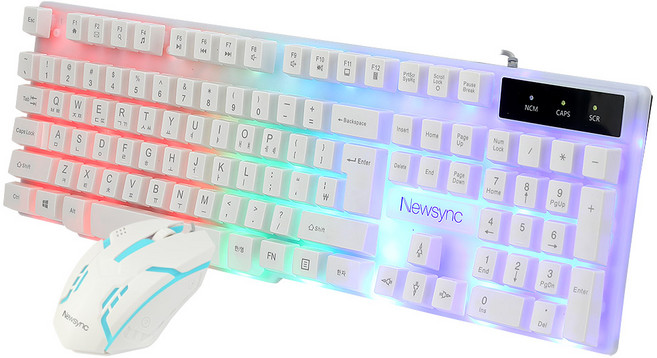 비트엠 RGB 게이밍 키보드 마우스 세트 BITK-WT10 화이트 일반형