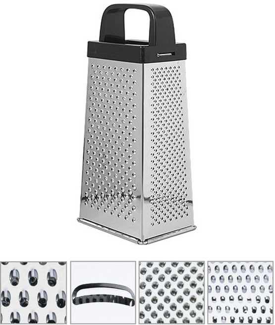 키친이레 사면강판 치즈 그레이터 글라인더 4in1, 실버, 1개