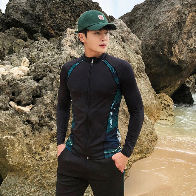 梨卡 男款三件式水母衣泳裝組 長袖防曬泳衣 CR622 戶外水上活動適用