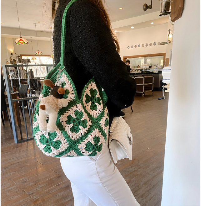 레드콤마 네잎클로버 모티브가방뜨기 diy패키지, 1개