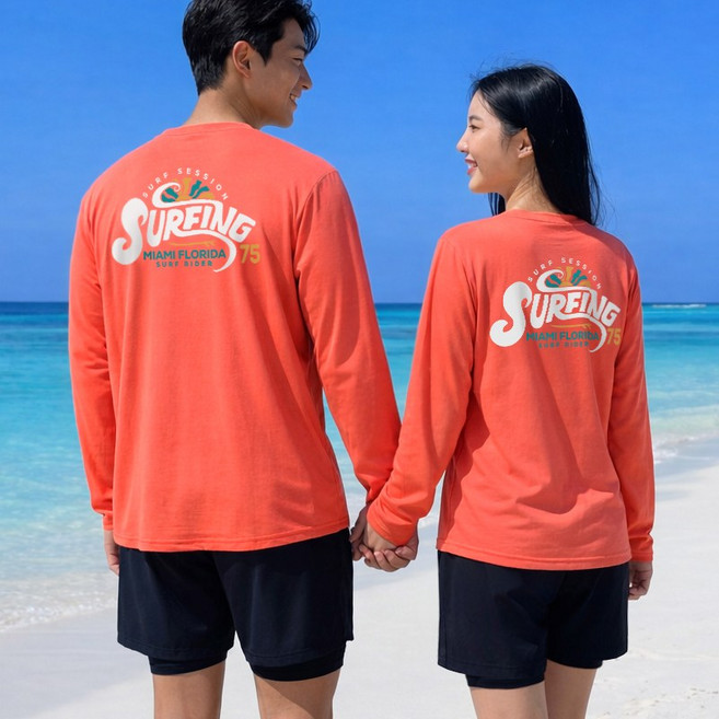 로이몬스터 남녀 서핑 래쉬가드 상의+반바지 2장 세트 체형커버 빅사이즈/ROYMONSTER