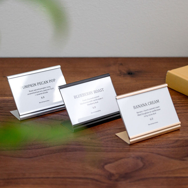 프로필파츠샵 메탈 메뉴 가격표 꽂이 POP 스탠드 카페 베이커리 진열 쇼카드 거치대, 10개, 골드