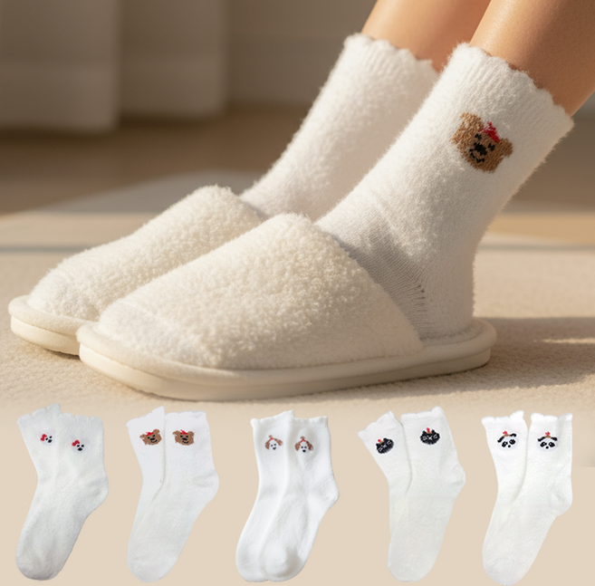 더메이크 코지프렌즈 여성 중목 수면 양말 5켤레