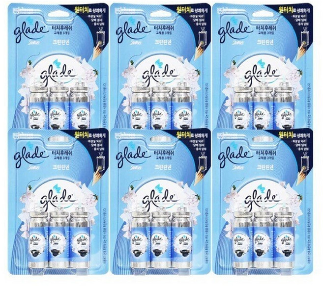 그레이드 화장실용 방향제 터치후레쉬 리필 크린린넨 3입 x 6개, 클린린넨, 18개, 13ml