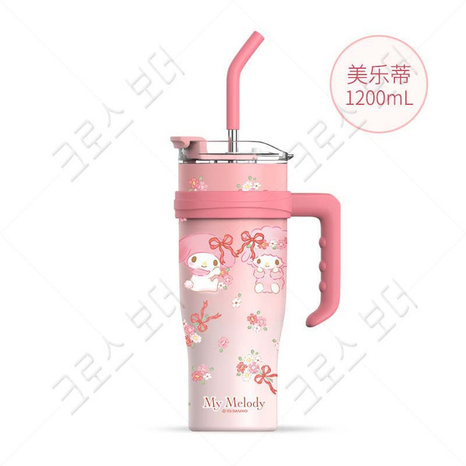 크로스 보더 산리오 텀블러 대용량, 마이멜로디, 1200ml, 1개