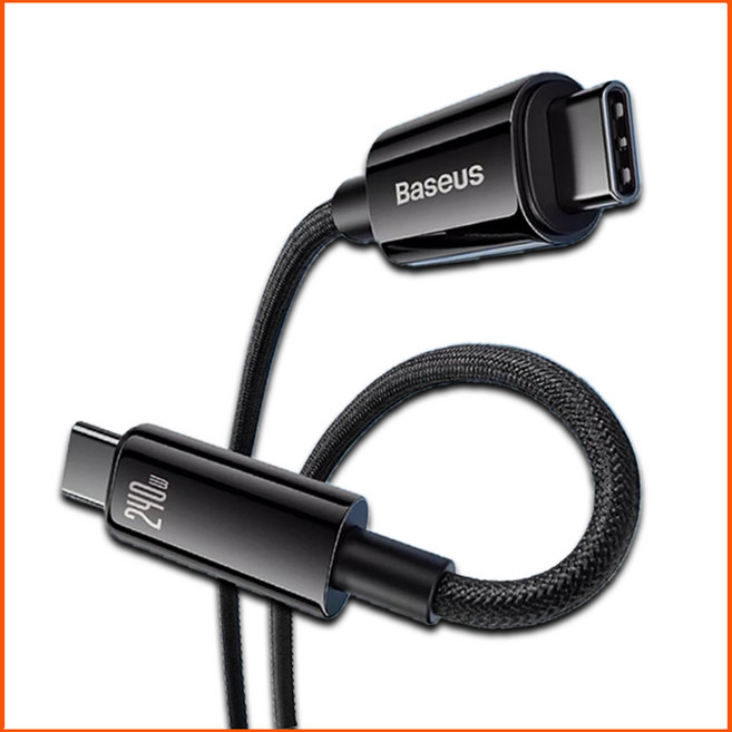 倍思 Baseus 鎢金 240W Type-C to Type-C PD3.1 編織充電傳輸線, 1個, 2M