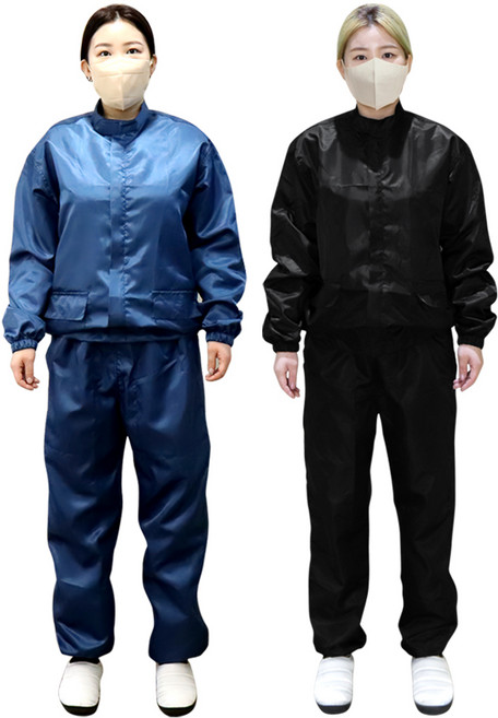 5H 일반형 정전기방진복 상의 하의 방역복 정비복 작업복 방제복 공업용필수품 다크네이비 블랙, 1p, 블랙(상의)