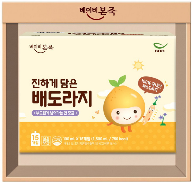 [베이비본죽] 진하게 담은 배도라지 1박스 (1박스x15팩), 15개, 100ml