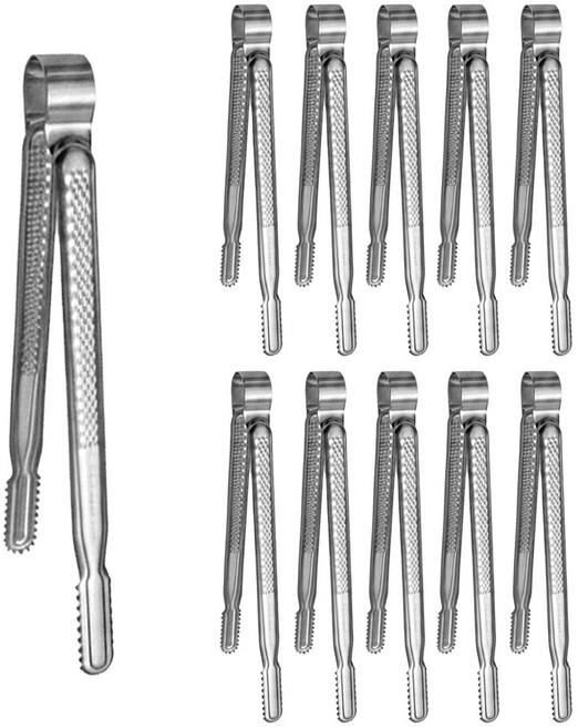 국산 다이아 엠보싱(논슬립) 스텐 악어집게 27cm 특대, 10개, 실버