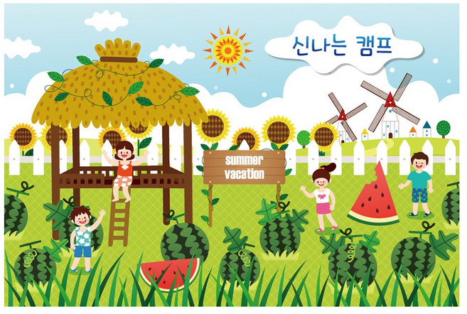 시원한 여름 분위기 배경 포토 현수막, 002 여름 242