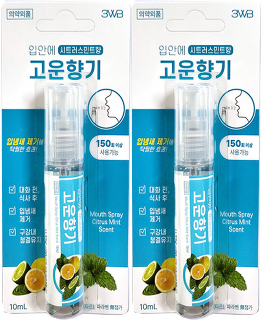 웰빙헬스팜 입안에 고운향기 시트러스민트향 마우스스프레이, 3개, 10ml
