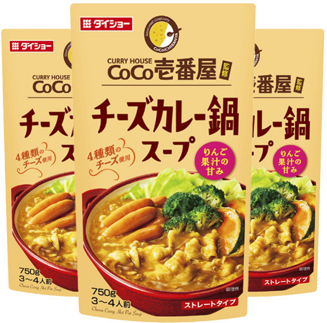 CocoIchibanya 起司咖哩火鍋湯底, 3包, 750g