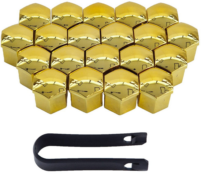 차량 휠 너트 보호 가드 19mm 휠캡 휠커버, 골드, 1세트