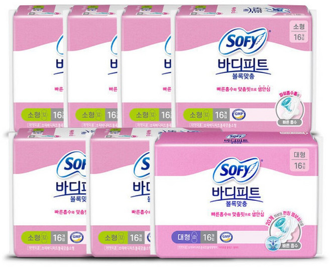 쏘피 바디피트 볼록맞춤 소형 16P 6개 + 대형 16P, 16개입